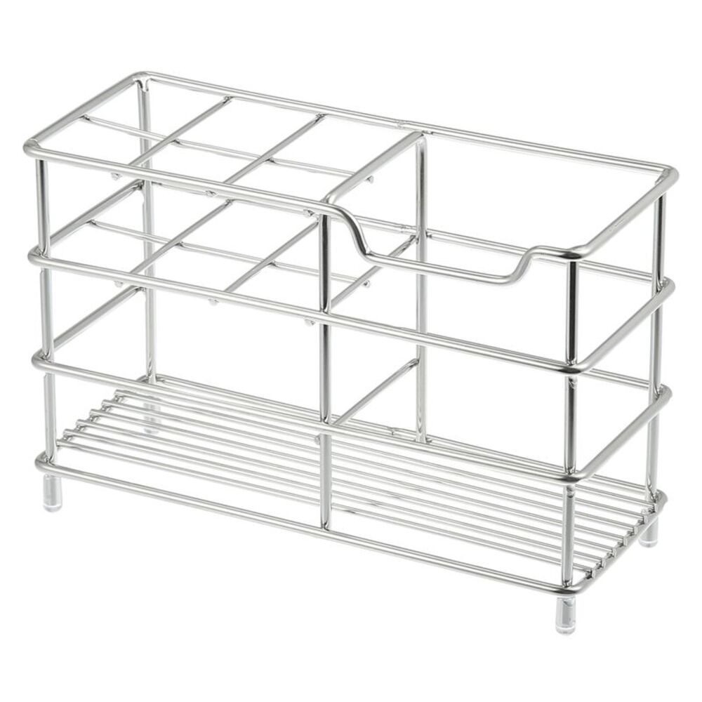 6 Slots 304 Stainless Steel Toothbrush Toothpaste Holder Stand Silver Tone